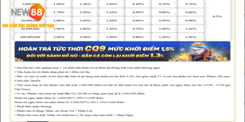 Câu hỏi thường gặp của người chơi về chương trình ưu đãi hoàn trả